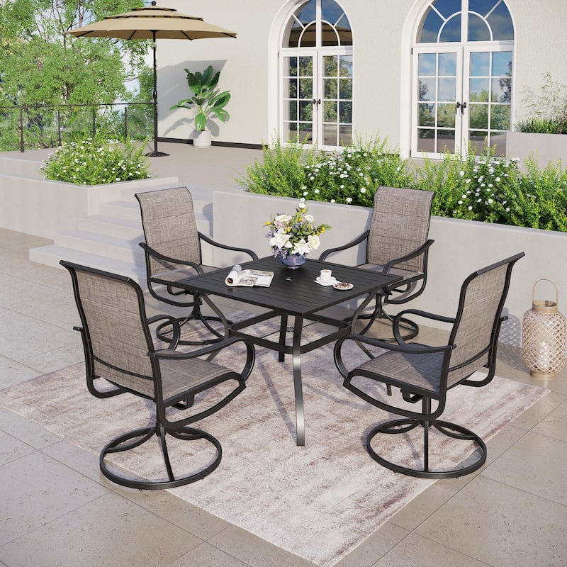 MAISON ARTS 5-piece Patio Dining Set with Swivel Textile Chairs - Taupe
