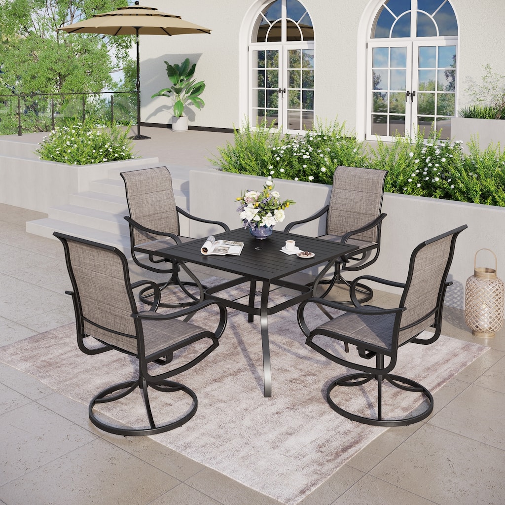 MAISON ARTS 5-piece Patio Dining Set with Swivel Textile Chairs