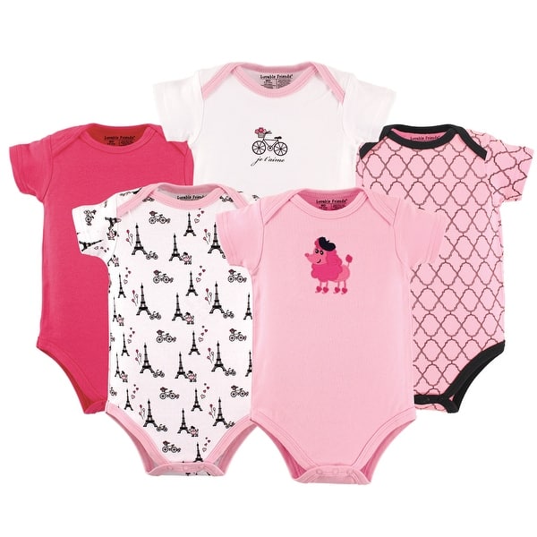 slide 1 of 1, Luvable Friends Baby Girl Cotton Bodysuits 5pk, French Poodle 0-3 Months - French Poodle