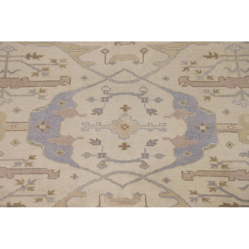 Beige Oushak Oriental Area Rug Handmade Wool Carpet - 7'11"x 9'0"