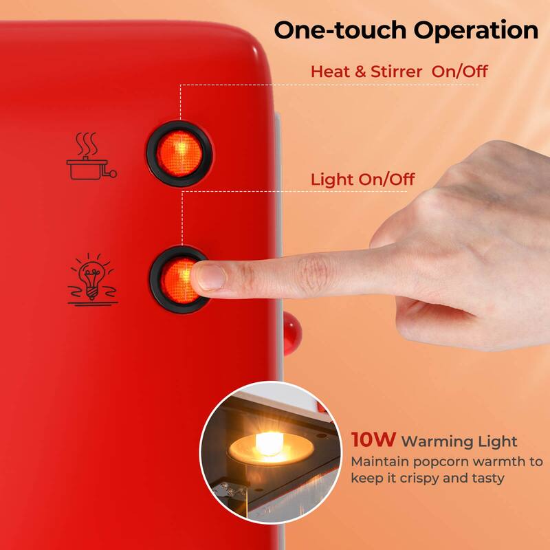 Costway 19 Oz Popcorn Machine with Stainless Steel Kettle, Halogen - See Details