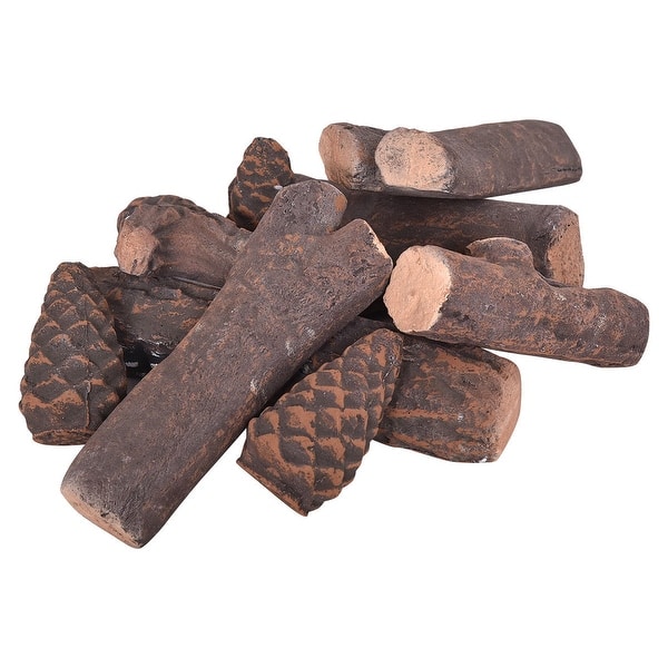 Shop Costway 9pcs Ceramic Wood Gas Log Set Fireplace Imitation