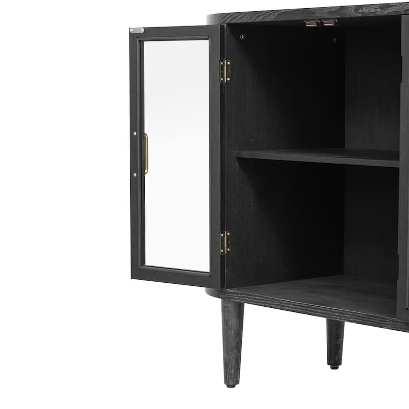 Buffet Cabinet with Glass Doors and Adjustable Shelves