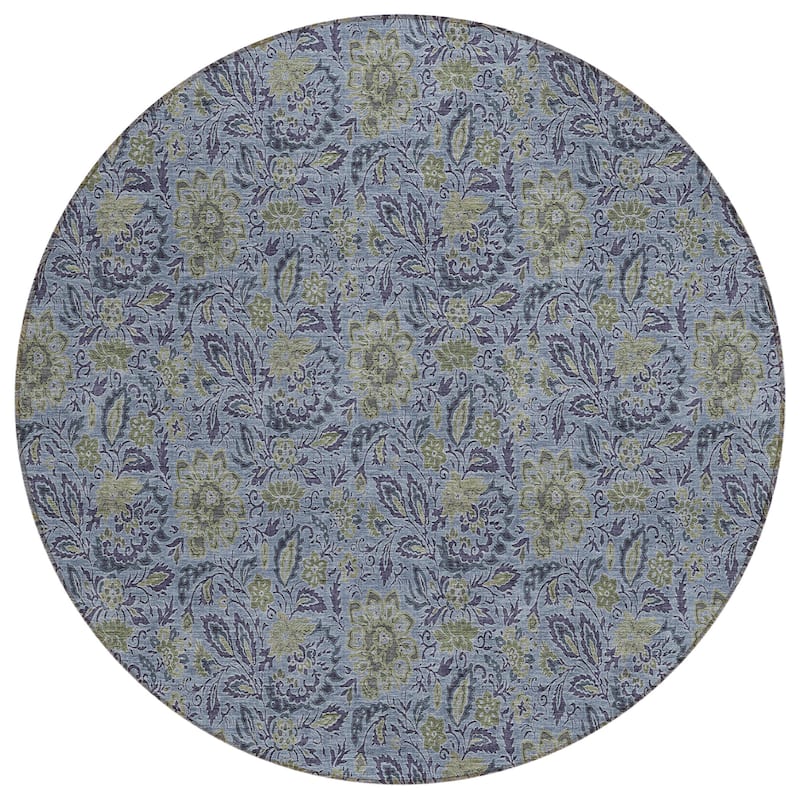 Machine Washable Indoor/ Outdoor Chantille Casual Floral Rug