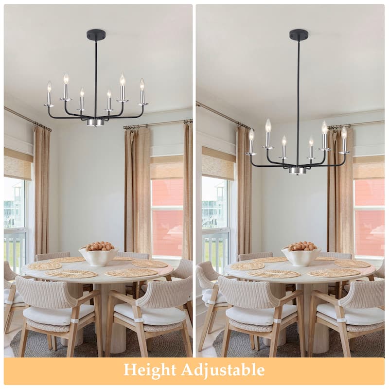 24.01 in. Modern Farmhouse Chandelier , 6-Light French Country Chandelier for Dining Room Living Room Bedroom Kitchen