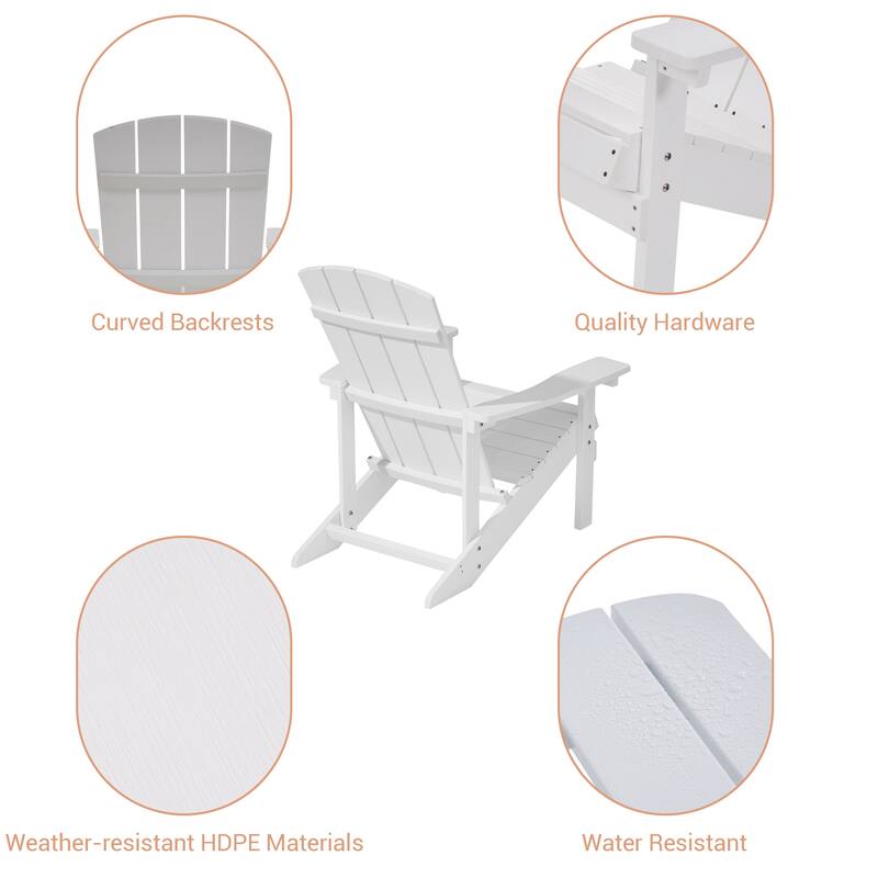 BONOSUKI Patio Adirondack Chair w/Cupholder,Weather Resistant-Set of 4