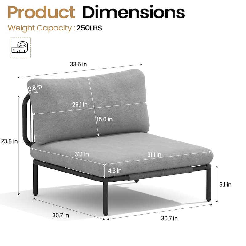 Outdoor Patio Cushion Sectional Sofa Set Furniture DIY Free Combination Set