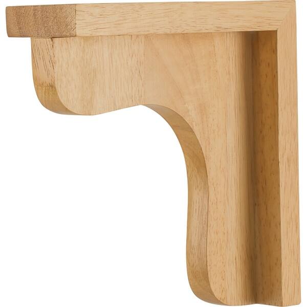 slide 1 of 1, Hardware Resources Corbel with Decorative Styling, 8"H x 2-1/2"W x 8"D Natural Rubberwood