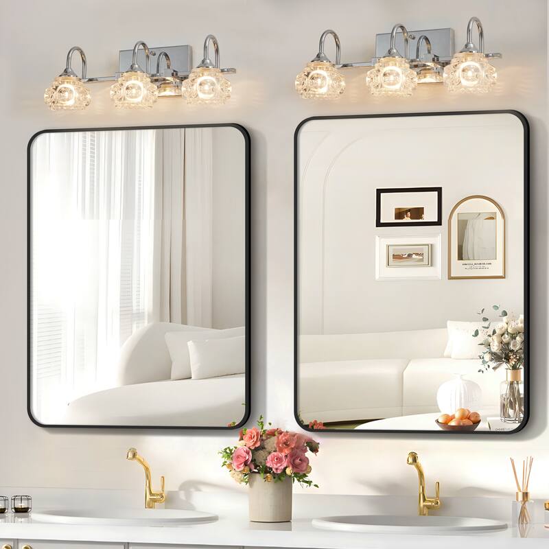 17" Modern Crystal Bathroom Vanity Light, 3-Light Wall Sconce with Clear Glass Shade, Elegant Wall Mount Lighting for Bathroom