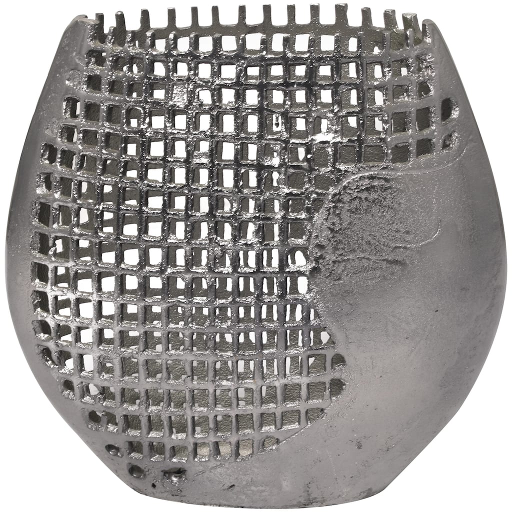 Aluminum Metal Abstract Grid Inspired Decorative Vase with Open Frame Design - Dark Gray - Roche River Decor