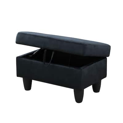 Midnight Blue Velvet Living Room Storage Ottoman