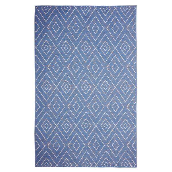 Furnish My Place Diamond Pattern Area Rug Light Blue, Geometric Rug