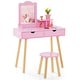 preview thumbnail 2 of 10, Costway Kid Vanity Table Chair Set with Mirror Large Storage Drawers - See Details