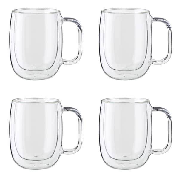 ZWILLING Sorrento Plus 4-pc Double Wall Glass Coffee Mugs, Insulated Coffee Mug, Clear