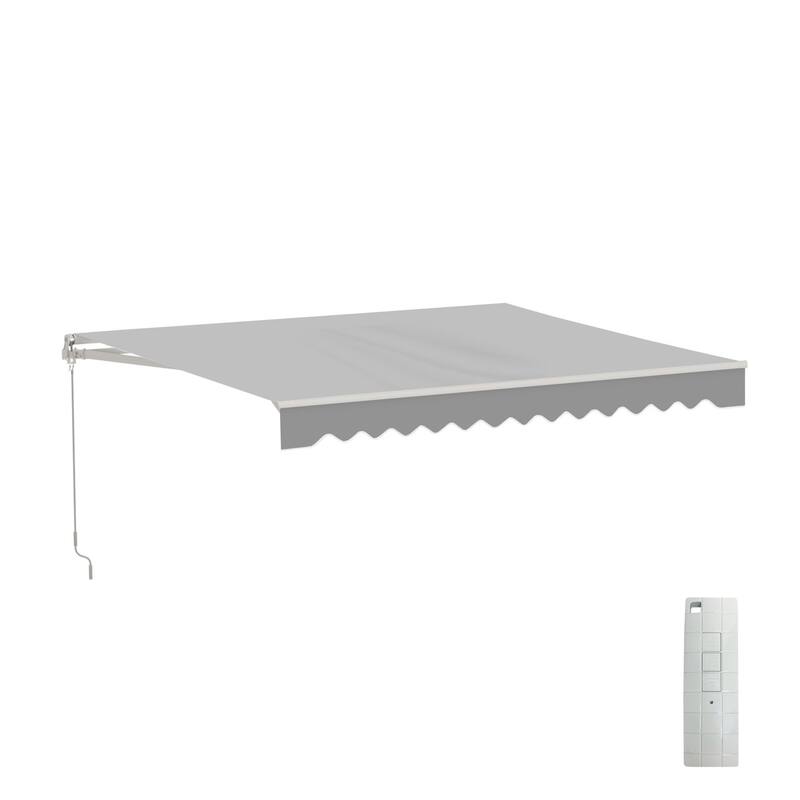 ALEKO Caribbean Motorized Patio Awning - White Frame - Silver Gray - 13 x 10 Feet