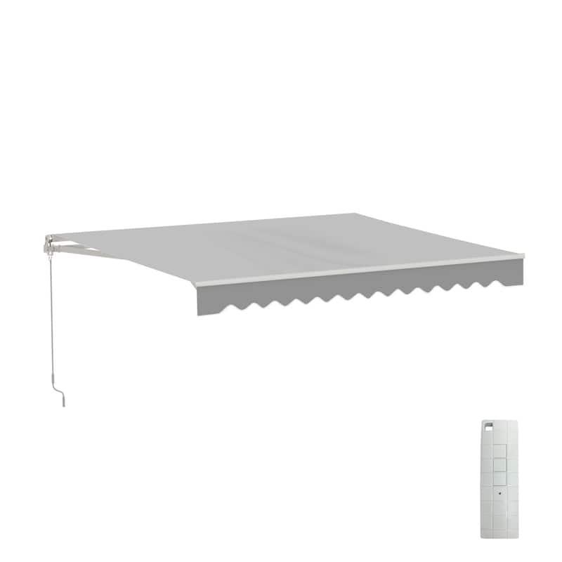 ALEKO Caribbean Motorized Patio Awning - White Frame - Silver Gray - 20 x 10 Feet