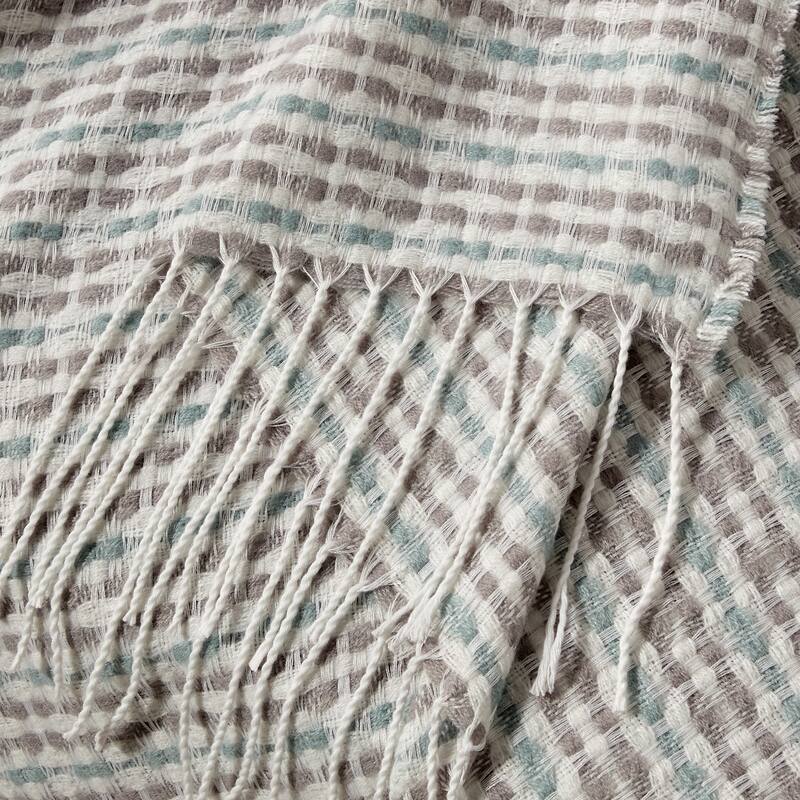 Wellco Ultra Soft Knitted Throw Blanket With Boho Tassels - 50" x 60", Stripe Patterns