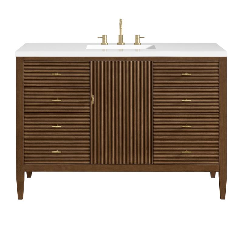 James Martin Vanities 485-V48-3WZ Myrrin 48" Single Basin Wood Vanity - Mid-Century Walnut - Walnut Finish