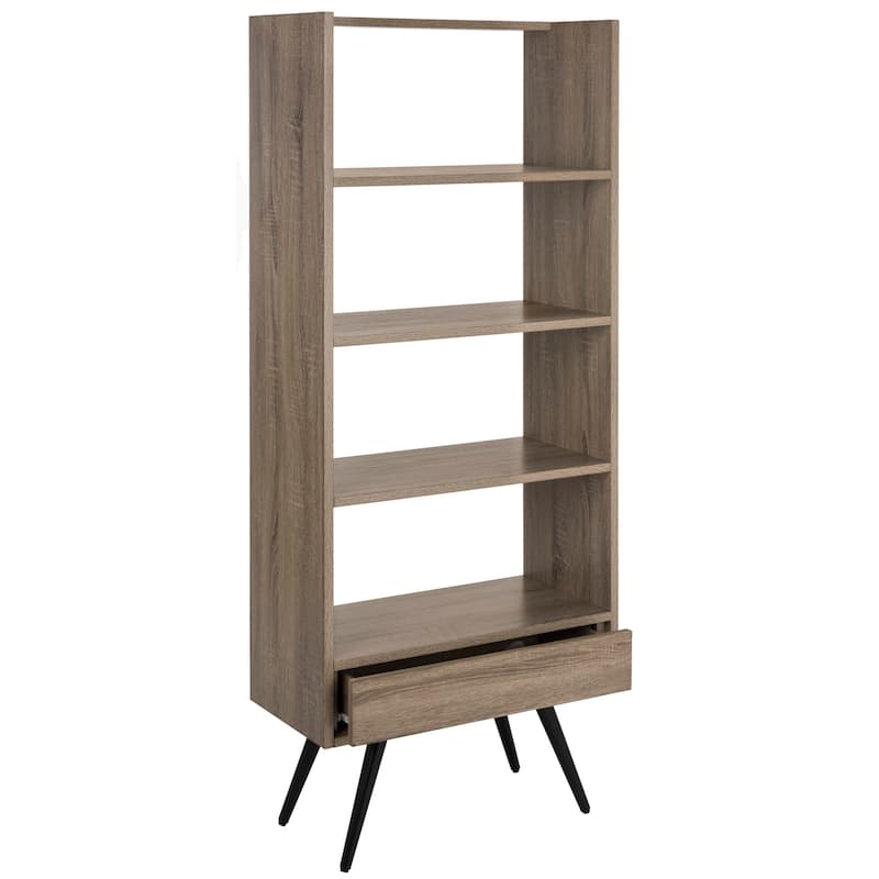 SAFAVIEH Hladgerdur Oak Brown/ Black Etagere - 25.2' x 11.8' x 63' - 25Wx12Dx63H