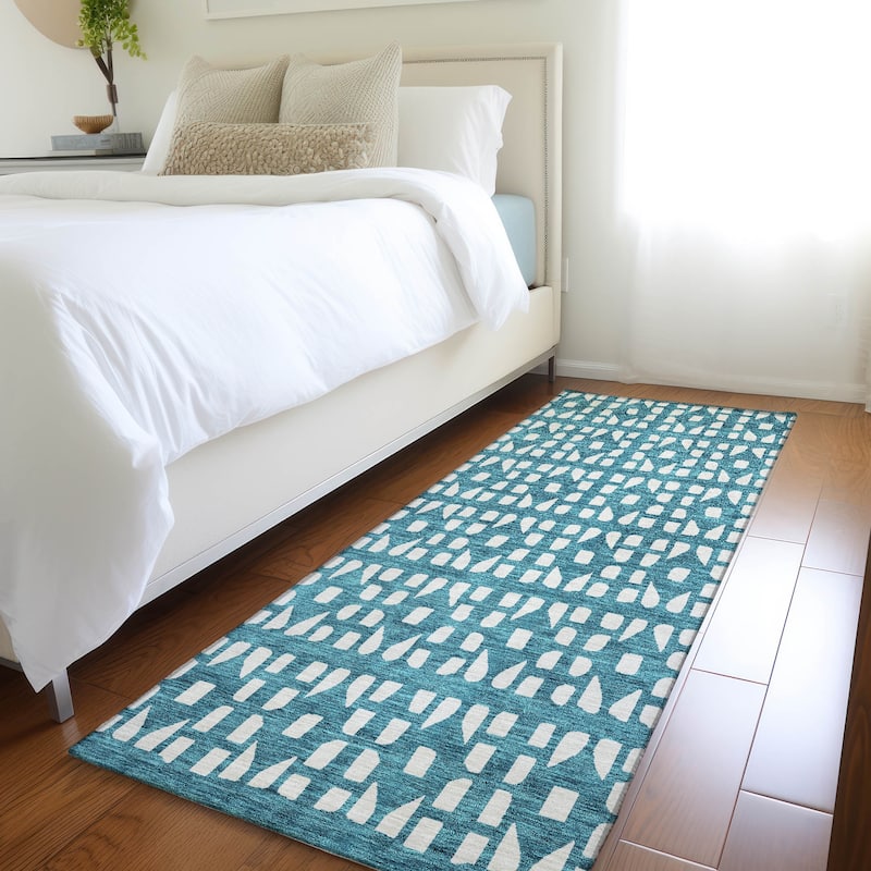 Premium Washable Super Soft Modern Imprints Mayfield Rug - Teal - 2'3" x 7'6"