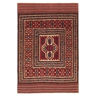 Hand-Knotted Afghan Turkoman Waziri Wool Rug – 6'9