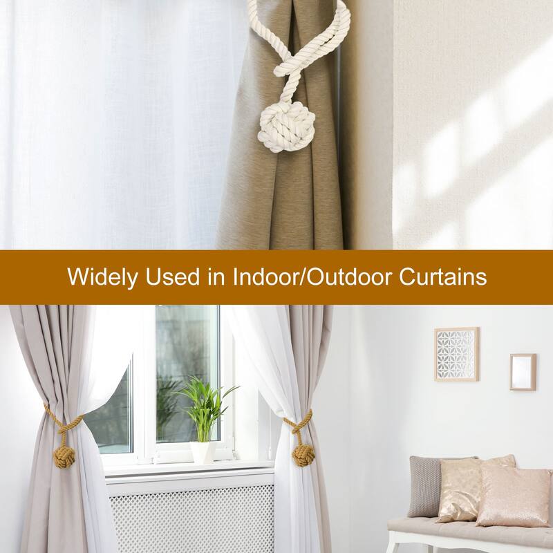 2Pcs Curtain Tiebacks Rope w Single Ball for Indoor/Outdoor Curtains