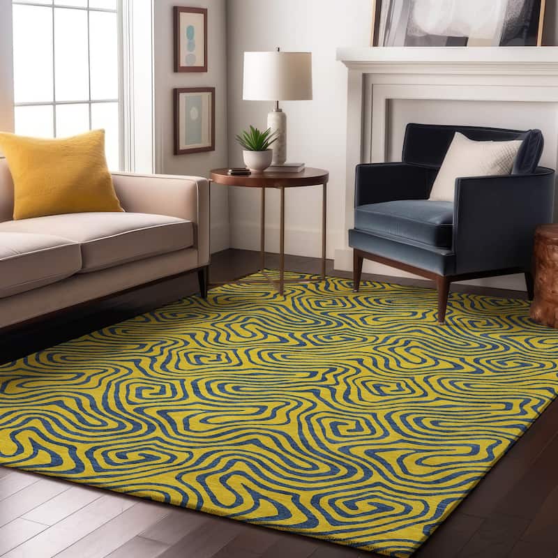 Premium Washable Super Soft Modern Maze Mayfield Rug - Yellow - 2'6" x 3'10"