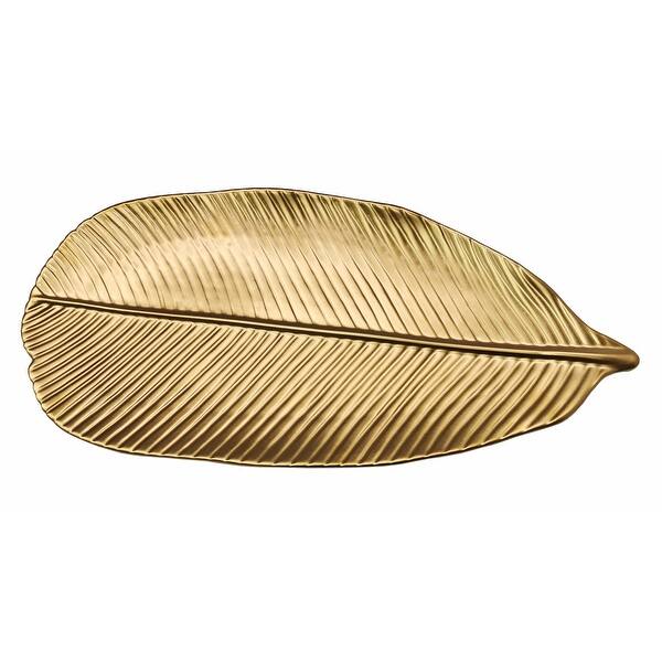 slide 1 of 1, Botanic Collection Titanium Porcelain Leaf Plate 16.25"