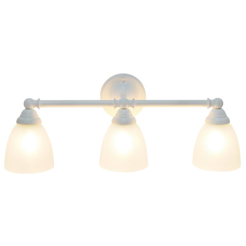 3-Light Vanity Light - Metal & Glass Shade Uplight Downlight - Bathroom, Hallway, Entryway Fixture - 9.5