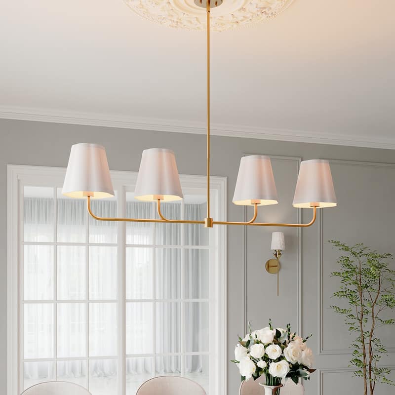 Acroma 4 - Light Dimmable Gold Linear Chandelier Kitchen Island Chandelier - 4-light