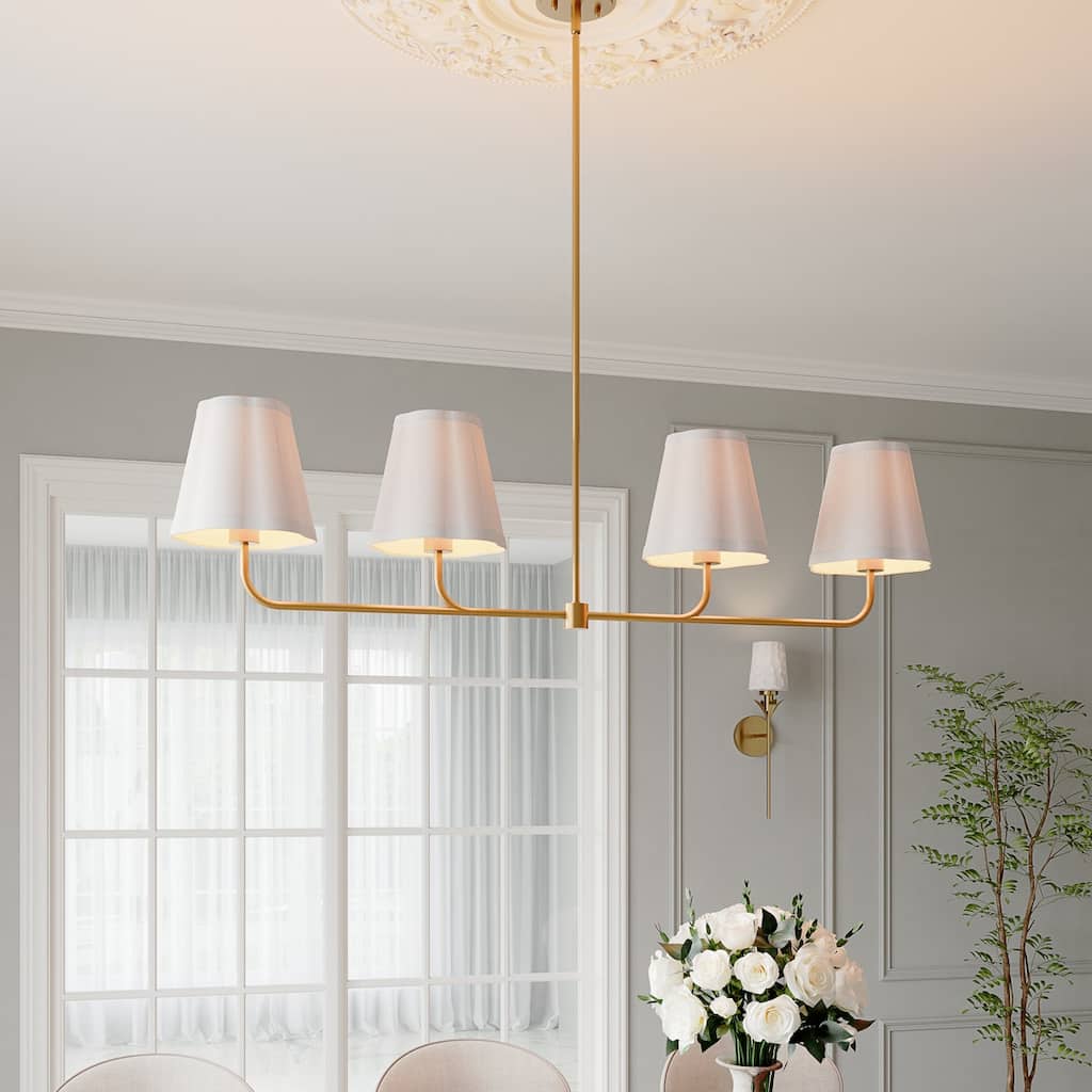 Acroma 4 - Light Dimmable Gold Linear Chandelier Kitchen Island Chandelier - 4-light