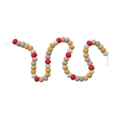 Handmade Wool Felt Ball Garland - 72.0"L x 1.5"W x 1.5"H