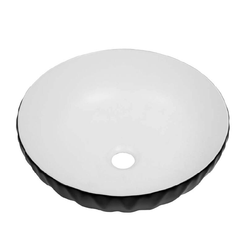 16 inch Round Ceramic Vessel Bathroom Sink - Modern Textured Bowl Design - 16" Round
