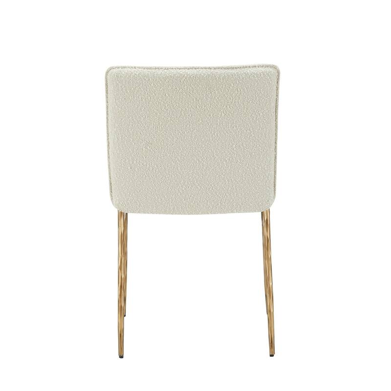 Brass Gold/Off White Polyester Upholstered Metal Frame Dining Chair, Sturdy Dining Chair for Dining Rooms - 20.5
