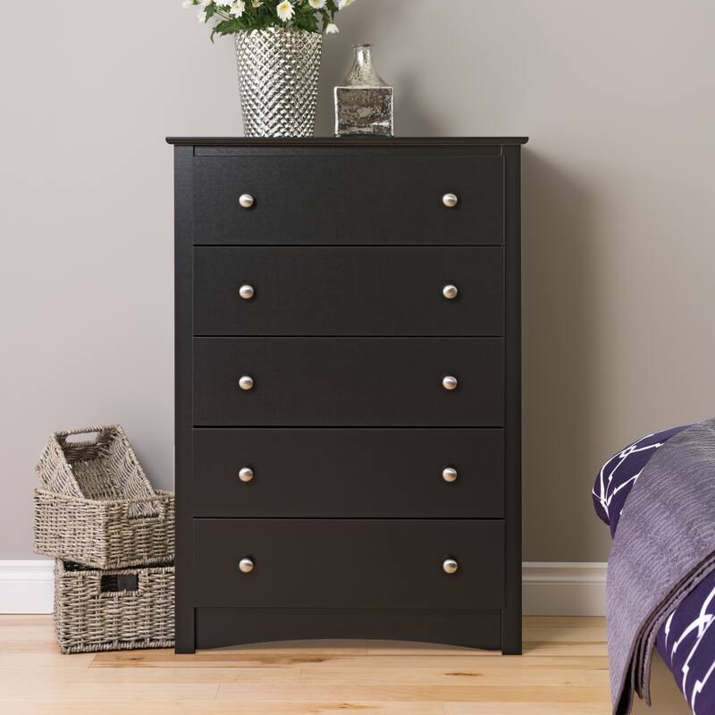 Sonoma Transitional Black Laminate 5-drawer Chest - Brown - Brown Finish