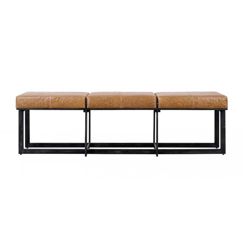 Classic Home Calvin Leather Narrow Bench - 62Wx16Dx18H