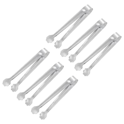 Serving Tongs, 6pcs 4.5 Inch Stainless Steel Ice Tongs, Mini Sugar Tong - Silver