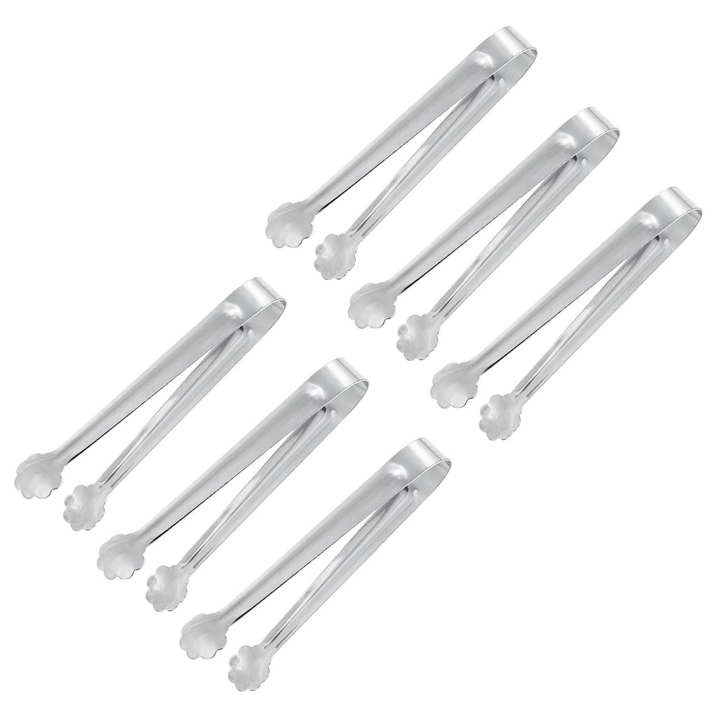 Serving Tongs, 6pcs 4.5 Inch Stainless Steel Ice Tongs, Mini Sugar Tong - Silver