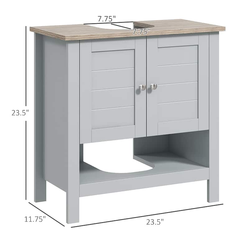 Compact Grey Bathroom Cabinet with U-Shaped Sink Cut-Out and Adjustable Storage Shelving - 23.5" W x 11.75" D x 23.5" H