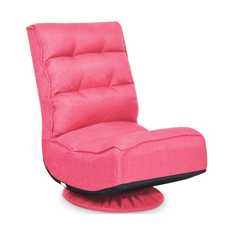 360-Degree Swivel Floor Chair with Foldable Design and Adjustable Backrest - Pink