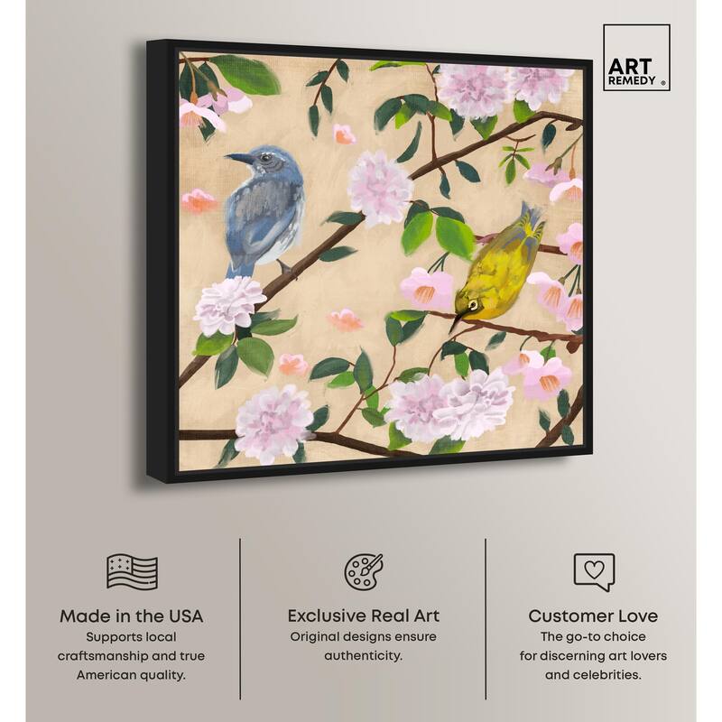 Birds Cuddle Canvas by Art Remedy