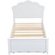 preview thumbnail 12 of 11, Wood Platform Bed with Flower Shape Headboard & Trundle Bed, White