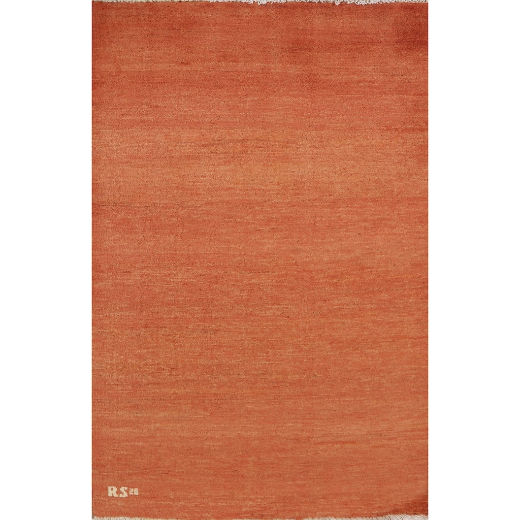 Orange Gabbeh Oriental Foyer Rug Handmade Wool Carpet - 3'4"x 4'10"
