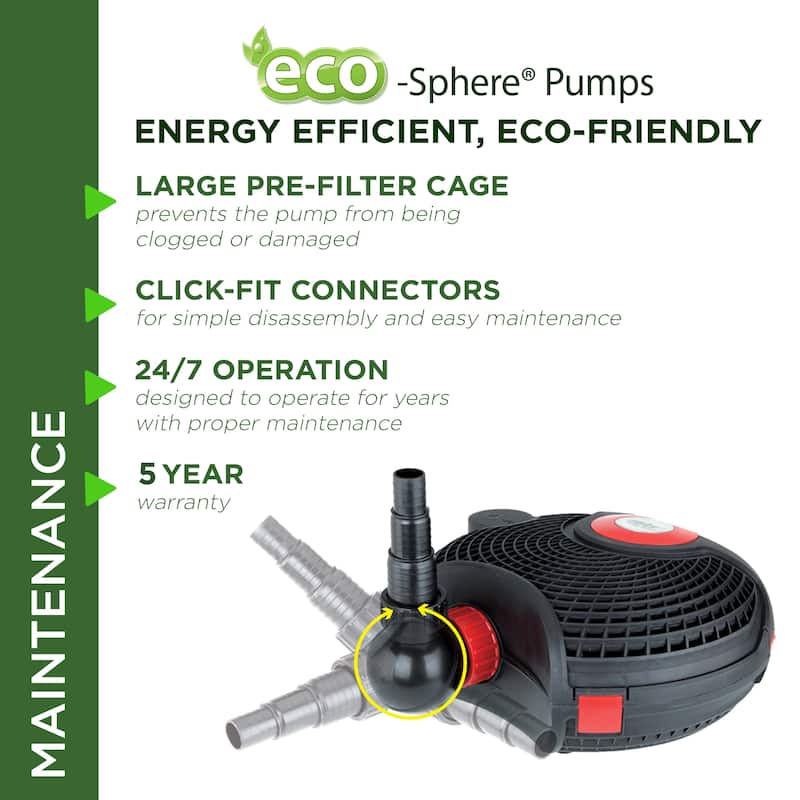 Alpine Corporation Eco-Sphere® Energy-Saving Pond Pump with Controller and 33-ft. Cord