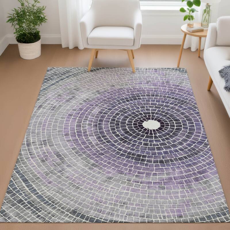 Machine Washable Indoor/ Outdoor Mosaic Rome Chantille Rug