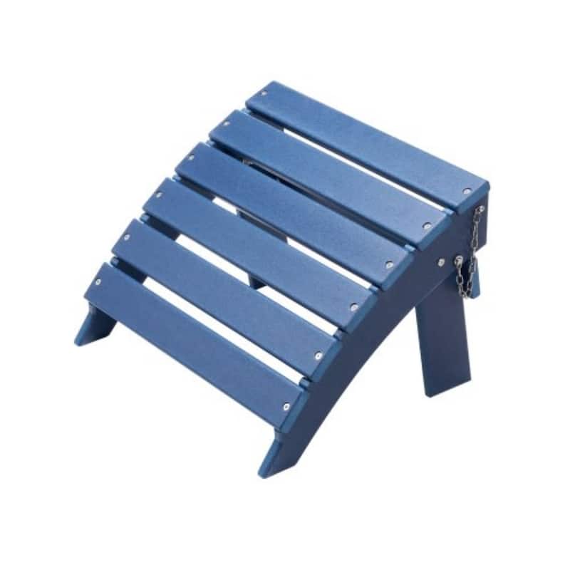 Blue HDPE Foldable Adirondack Ottoman Foot Stool Ideal for Various Outdoor Spaces - 15.7 x 18.9 x 13 in - Blue