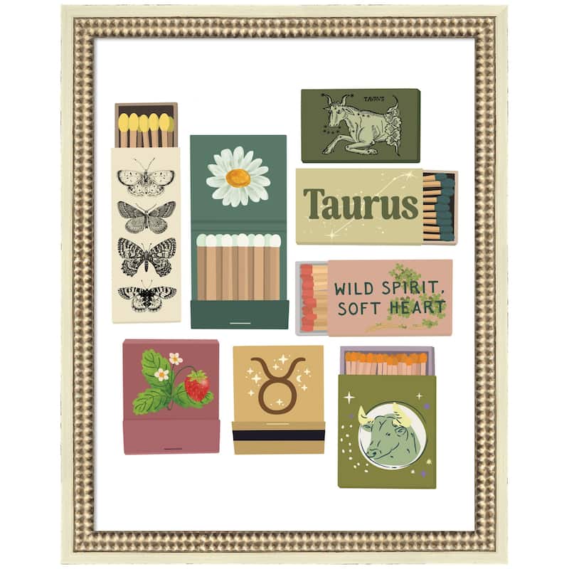 Kate and Laurel Taurus Matchbooks 14x18 FC by Megan Ryan Framed Wall Art Print - 16x20