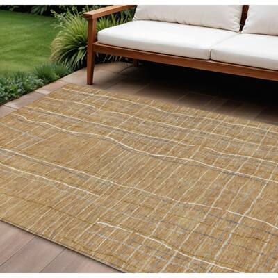 HomeRoots Striped Transitional Rectangle Outdoor Rug