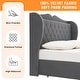 preview thumbnail 7 of 7, Full Size Grey Velvet Bed Frame with 4 Convenient Storage Drawers, Wingback Headboard with Charging Station