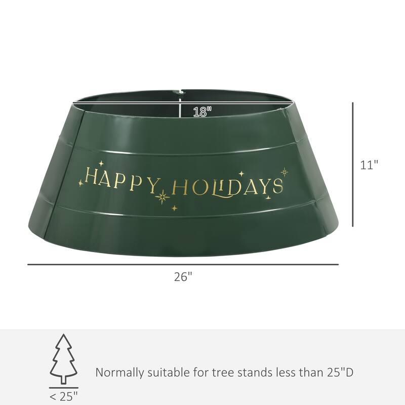Green Christmas Tree Collar with Gold “HAPPY HOLIDAYS” Design and Hide Tree Stand & Protect Pets - 26" x 11" H